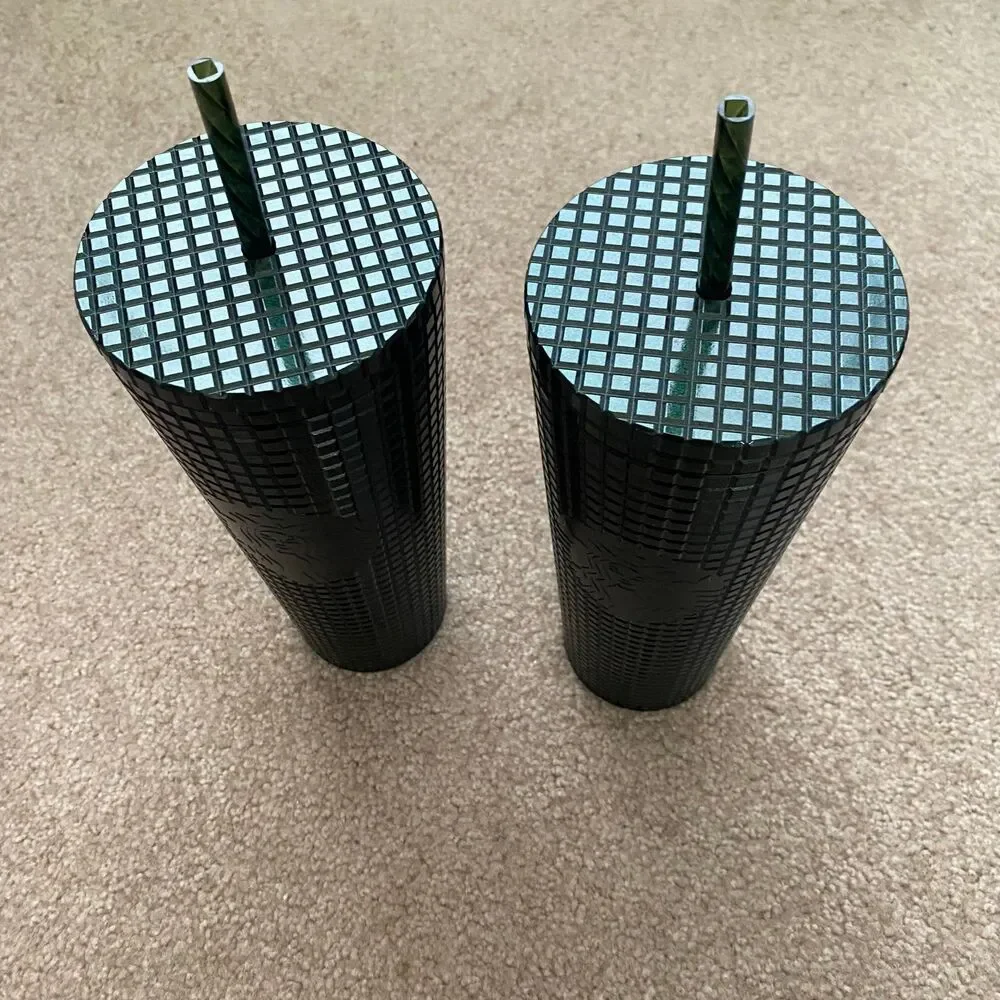 2 Starbucks Holiday Green Grid Tumbler Cold Cups - Venti 24 oz NWT Brand new